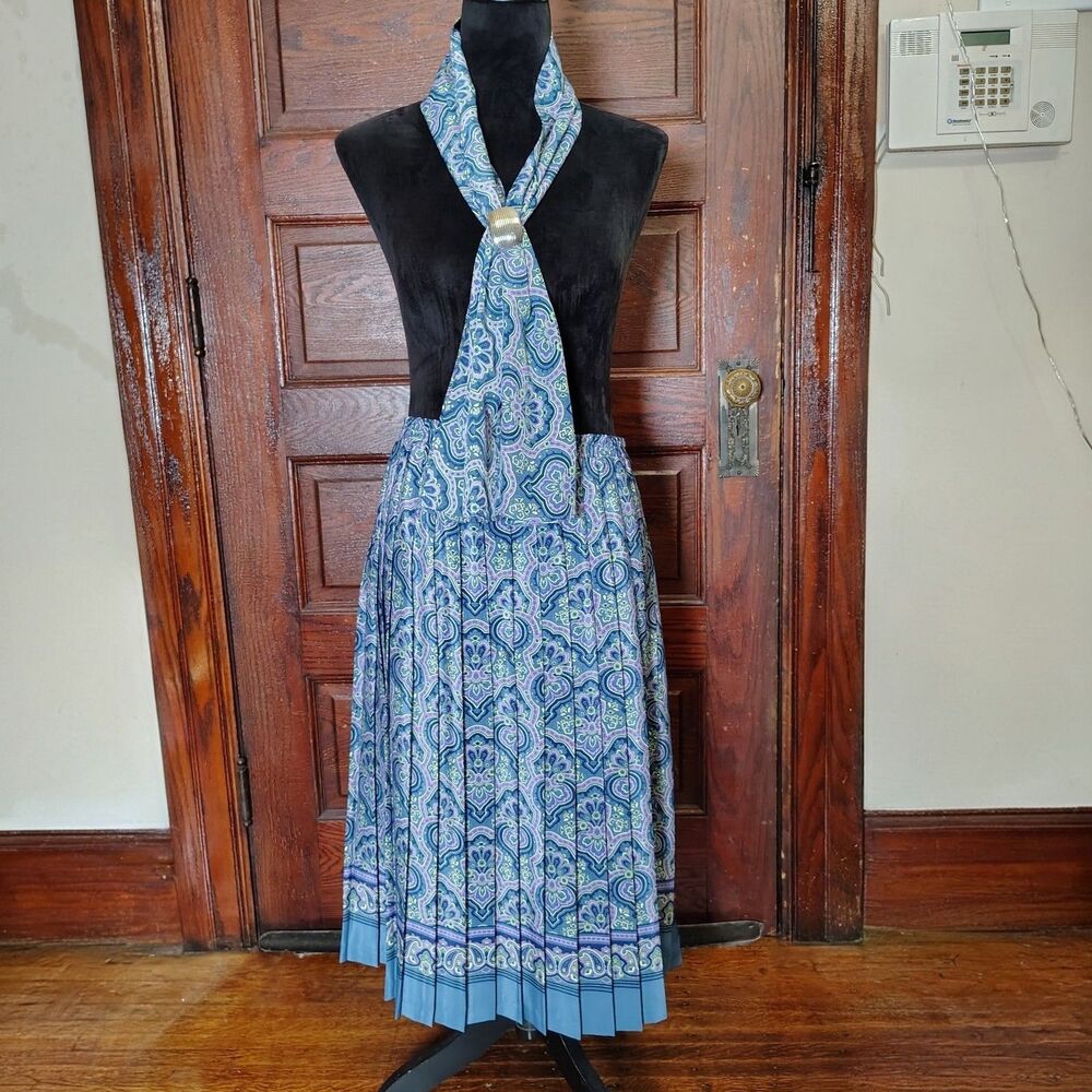 Purple Paisley VTG Accordion Skirt & Scarf Teacher Church Core MIDI Size M/T737
